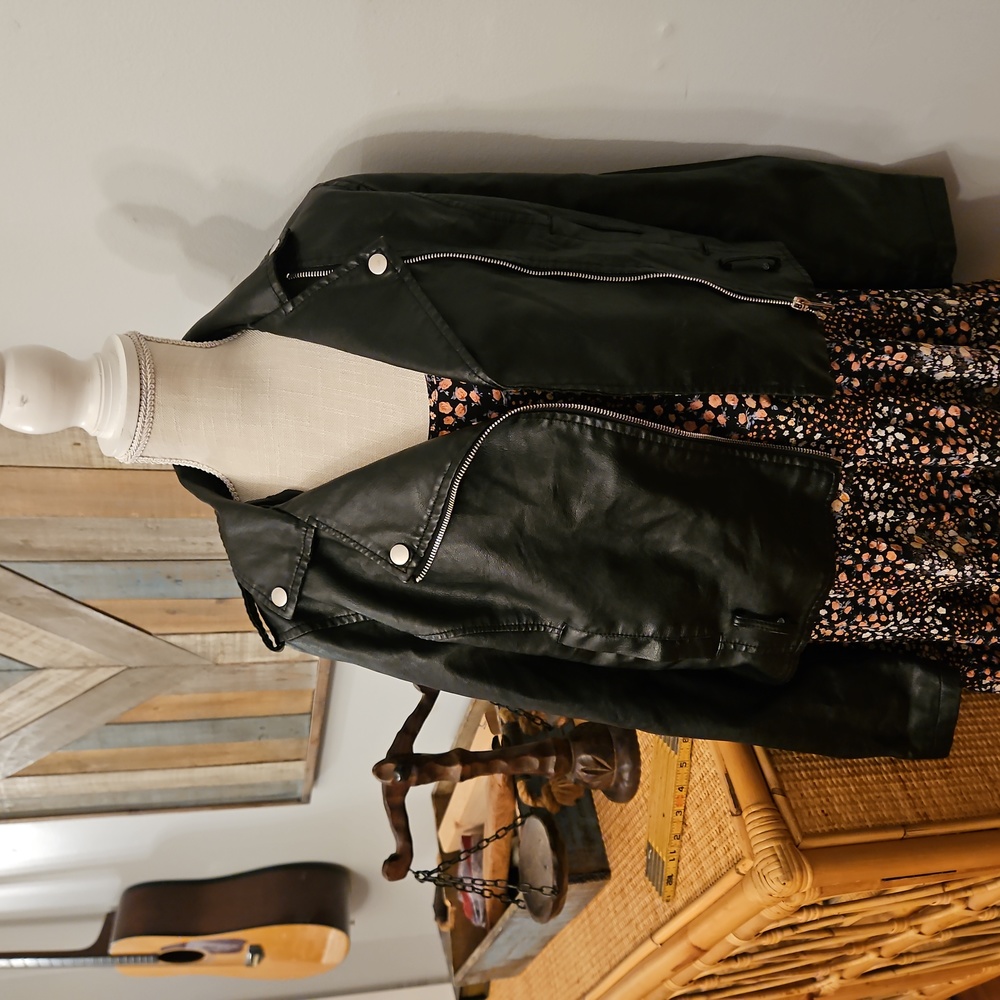 Revamped Faux Leather Jacket Small Y2K